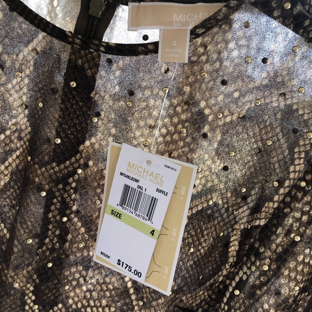 MICHAEL KORS- Olive and Brown Snakeskin Shirt